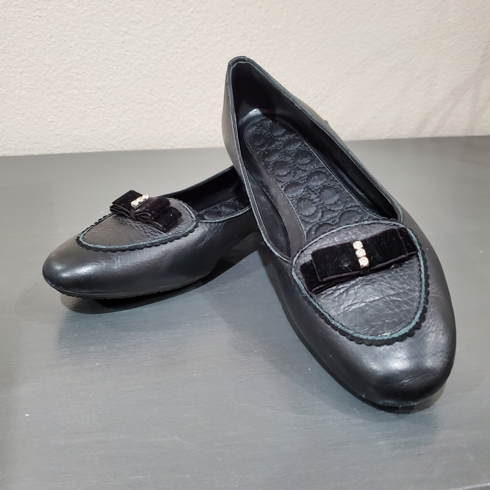 Coach Black Loafers with Velvet Bow